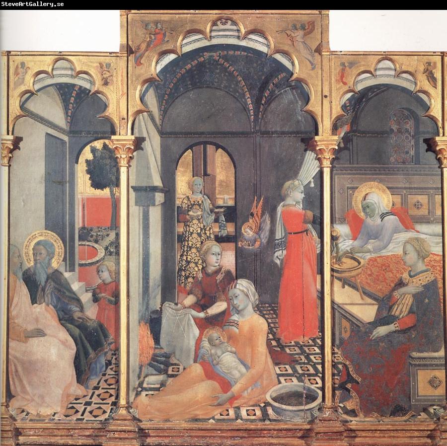 Fra Filippo Lippi The Osservanza Master The Birth of the Virgin,with other Scenes of her Life